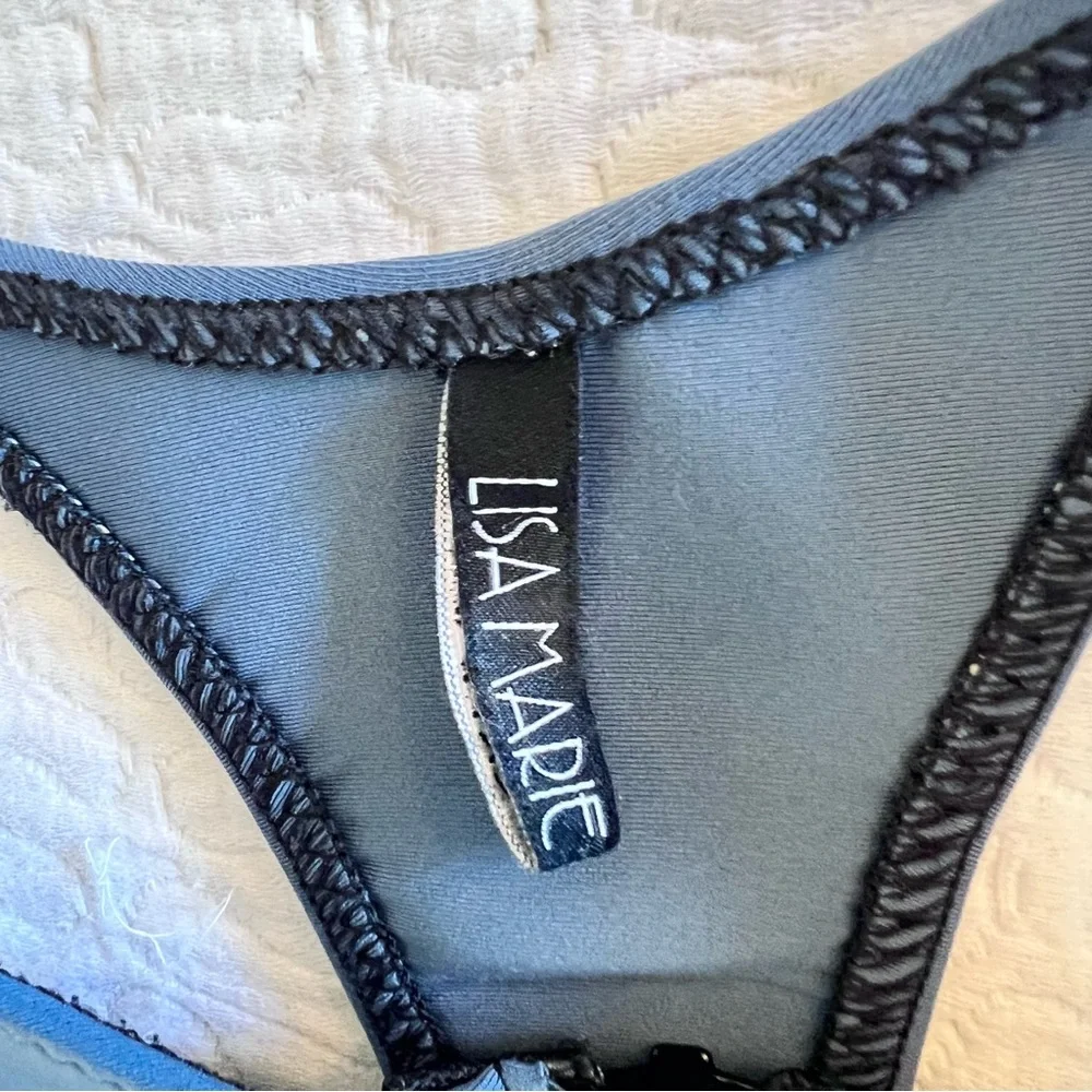 Lisa Marie Bikini top Black & Navy Neoprene
